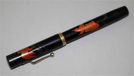 A Namiki pre-Dunhill lacquer fountain pen, 5.25in.